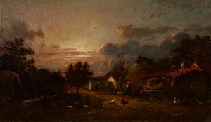 Scena di villaggio, tramonto, c.1870